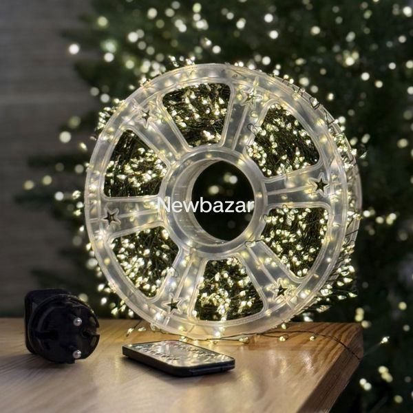 100м 3000LED (теплий білий) Гірлянда Мішура зелений провід 220В пульт ДК 8 режимів 100м 3000LED (теплий білий) G-LINE- 100M3000-WW  100M3000-WW фото