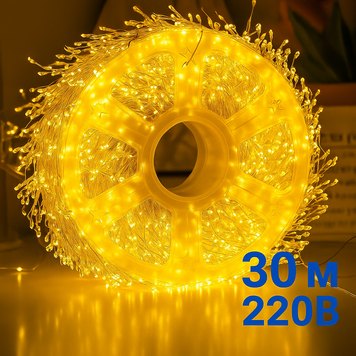 30м 900LED (теплий білий) Мішура срібний провід 220В пульт ДК 8 режимів  S-LINE-30M900- WW-1  S-LINE-30M900- WW-1 фото