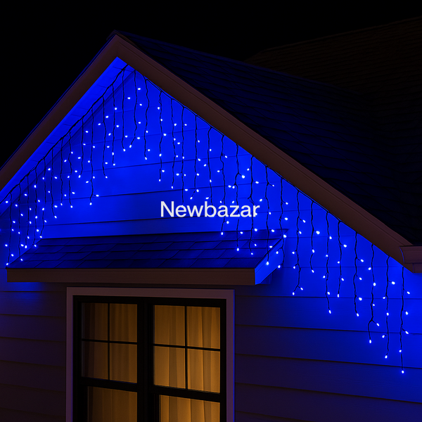 Вулична БАХРОМА 100 LED 5м * 0,6м, чорний дріт. каучук 3.3мм, синій 1445-02 фото