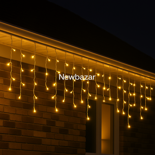 Вулична БАХРОМА 100 LED 5м * 0,6м, білий дріт. каучук 3.3мм, білий теплий 1449-07  фото