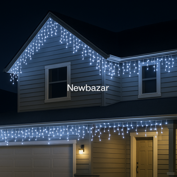 Вулична БАХРОМА 100 LED 5м * 0,6м, білий дріт. каучук 3.3мм, білий  1449-03 фото