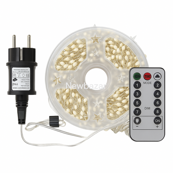 Мішура 50м 1500LED (теплий білий) Гірлянда срібний провід таймер пульт ДК режими 6Вт  BS-LINE-50M1500-WW-2  BS-LINE-50M1500-WW-2  фото